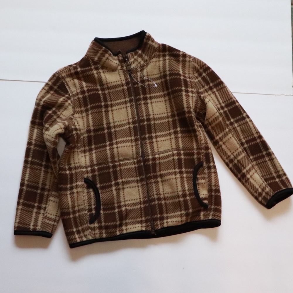 Toddler Brown & Tan Plaid Fleece Jacket Size 5T